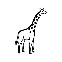 Obraz premium A Giraffe Reaching For Tree Leaves Silhouette Illustration