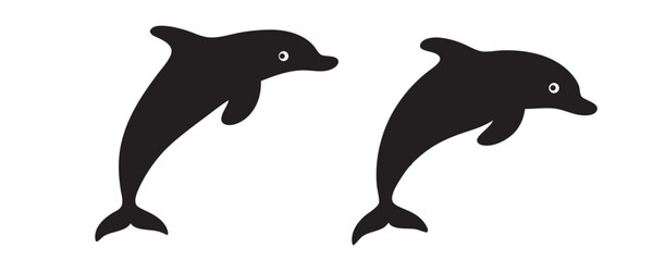 Fototapeta premium set of dolphin silhouettes, dolphin vector illustration,icon,logo clipart