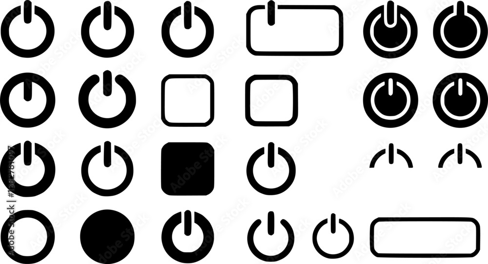 Poster on-off icon. set of power buttons. vector illustration. vector set