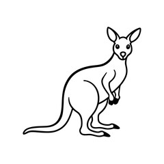 A Kangaroo with a baby joey line art illustration