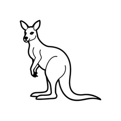 A Kangaroo with a baby joey line art illustration