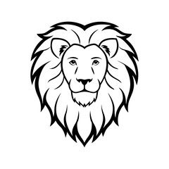 A majestic Lion with a detailed mane bold line art