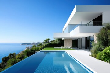 Fototapeta premium Modern Seaside Villa with Infinity Pool