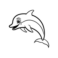 Fototapeta premium A smiling Dolphin jumping out of water line art