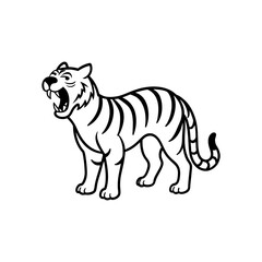 Obraz premium A Tiger roaring in the jungle bold line art illustration