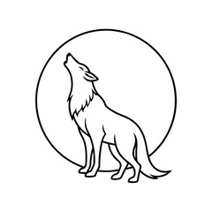 A Wolf Howling At The Moon Silhouette Illustration 