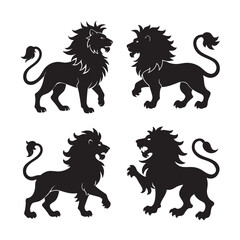 Royal lion silhouette vector bundle