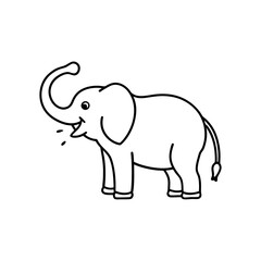 Fototapeta premium An Elephant spraying water from its trunk line art illustration