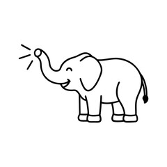 Obraz premium An Elephant spraying water from its trunk line art illustration