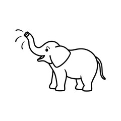 An Elephant spraying water from its trunk line art illustration