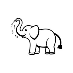 Obraz premium An Elephant spraying water from its trunk line art illustration