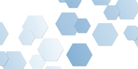 Geometric technology sky blue color hexagon background. Abstract vector illustration Science technology and medical concept hexagon on transparent background.