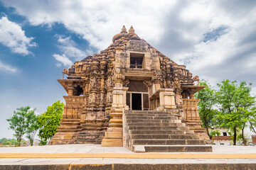 Vamana temple in khajuraho the group of monuments of hindu and jain temples in chhatarpur district, madhya pradesh, India.Unesco world heritage site.