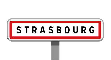 Panneau sur poteau central de Strasbourg, Bas-Rhin, Grand Est