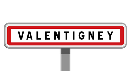Panneau sur poteau central de Valentigney, Doubs, Bourgogne-Franche-Comté