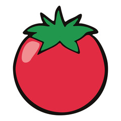 Tomato are fruits that are considered vegetables by nutritionists. Most tomatoes are red when they are ripe. Flat vector illustration. Colored HD illustration SVG vector graphic, editable 5 colors.