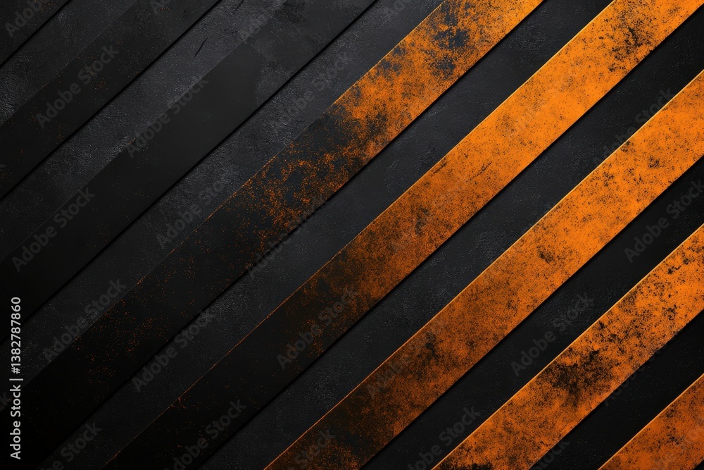 Poster a textured surface features diagonal black and rust-orange stripes, creating a striking contrast and