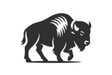 silhouette of the wild bison animal nature vector illustration 