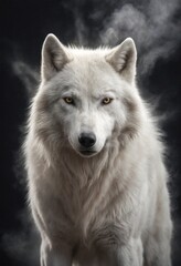 Wolf Wild Animal Elegant Dramatic Portrait On A Mist Dark Background