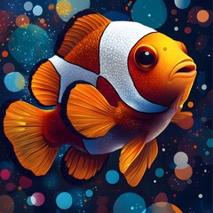 Naklejka premium clown fish with orange and white fins and white belly