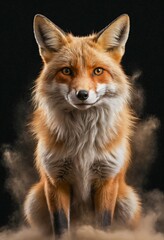 Fox Wild Animal Elegant Dramatic Portrait On A Mist Dark Background