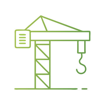 recommend clip art: Green line art construction crane icon with hook