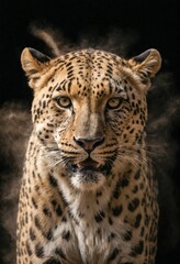 Obraz premium Leopard Wild Animal Elegant Dramatic Portrait On A Mist Dark Background