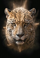 Obraz premium Leopard Wild Animal Elegant Dramatic Portrait On A Mist Dark Background