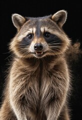 Fototapeta premium Raccoon Wild Animal Elegant Dramatic Portrait On A Mist Dark Background