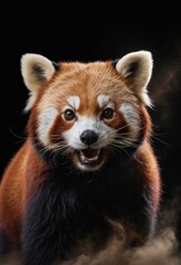 Red Panda Wild Animal Elegant Dramatic Portrait On A Mist Dark Background