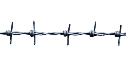 Sharp barbed wire isolated on black background, cut out transparent