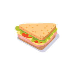 Vector sandwich. Childish drawn style  basic dish. Fast food restaurant meal. Flat design. Breakfast, lunch menu. Images traditional food