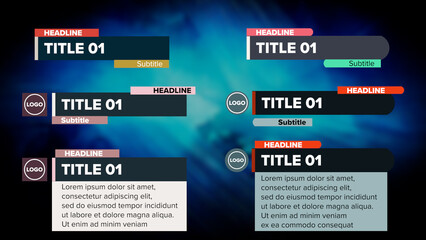 A set of 6 responsive lower thirds, fully customizable and work for all sizes
