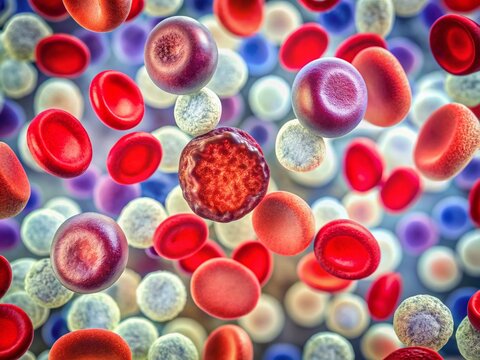 Microscopic Blood Smear: Leuco-erythroblastic Anemia & Chronic Myelomonocytic Leukemia (CMML) - 100x Magnification