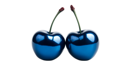 Blue cherries, fresh fruit concept, modern and vibrant style, cut out transparent