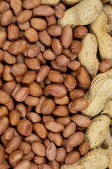 Shelled and Unshelled Peanuts Close-Up