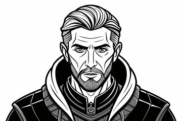 coloring page line art the man black vector