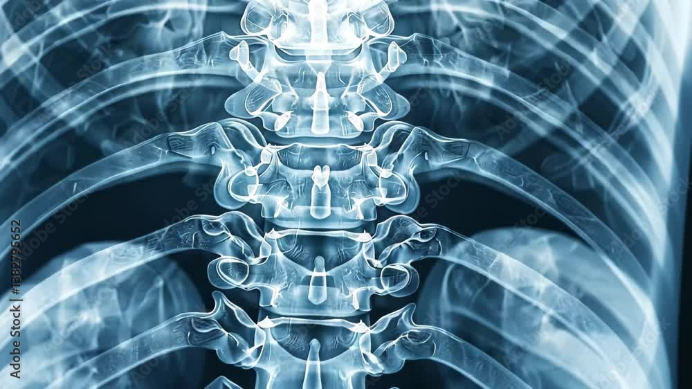 Poster a clear depiction of the human spine and vertebrae is presented, emphasizing the structure and align