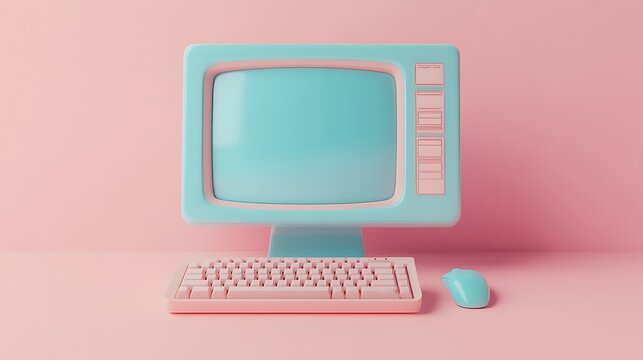 Stylish computer pink blue hues wallpaper