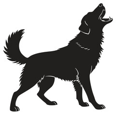 Obraz premium Black Wolf Howling Moon Silhouette Wild Animal Illustration Single Object Vector Design Isolated On White Background