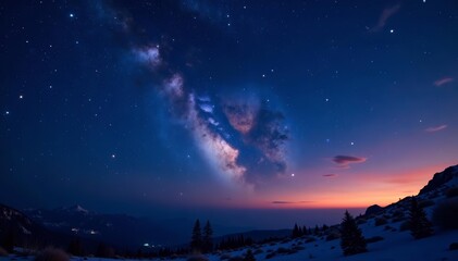 Naklejka premium Clear night sky filled with stars and distant planets, tranquil, star field, night sky