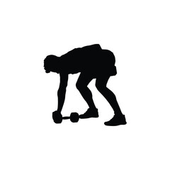 Obraz premium body building exercise black silhouette illustration on white background vol 07