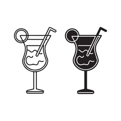 Silhouette and outline of Drink Icons