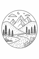 forest in one line. vector illustration of a forest with many trees. graphic illustration