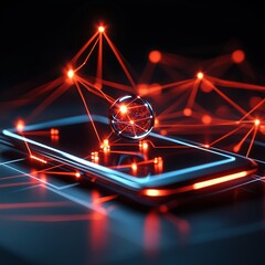 Mobile data and digital network technology · Cybersecurity, AI and futuristic data exchange concepts for innovation, apps and global business