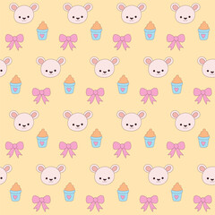 Baby Clothing Textile Seamless Swatch Background. Hand Drawn Doodle Funny Cute Infant Fabric Pattern. Cute Kawaii Whimsical Wrapping, Wallpaper Nursery Design. Vintage Elegant Retro Style. Nappy Cover