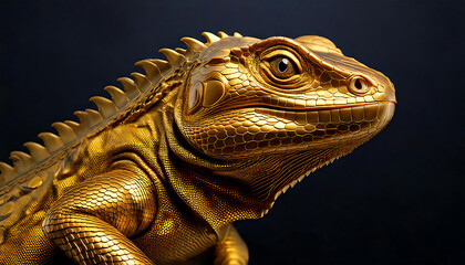 Fototapeta premium Golden iguana portrait