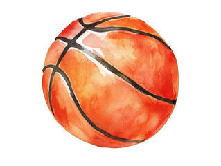 Bright watercolor basketball for sport and design projects, cut out