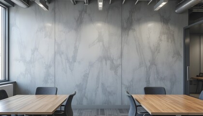 Blank Gray Wall in a Modern Coworking Office Interior Setting