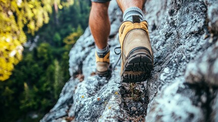 Hiking Boots on Rocky Mountain Trail: Adventure and Nature Photography